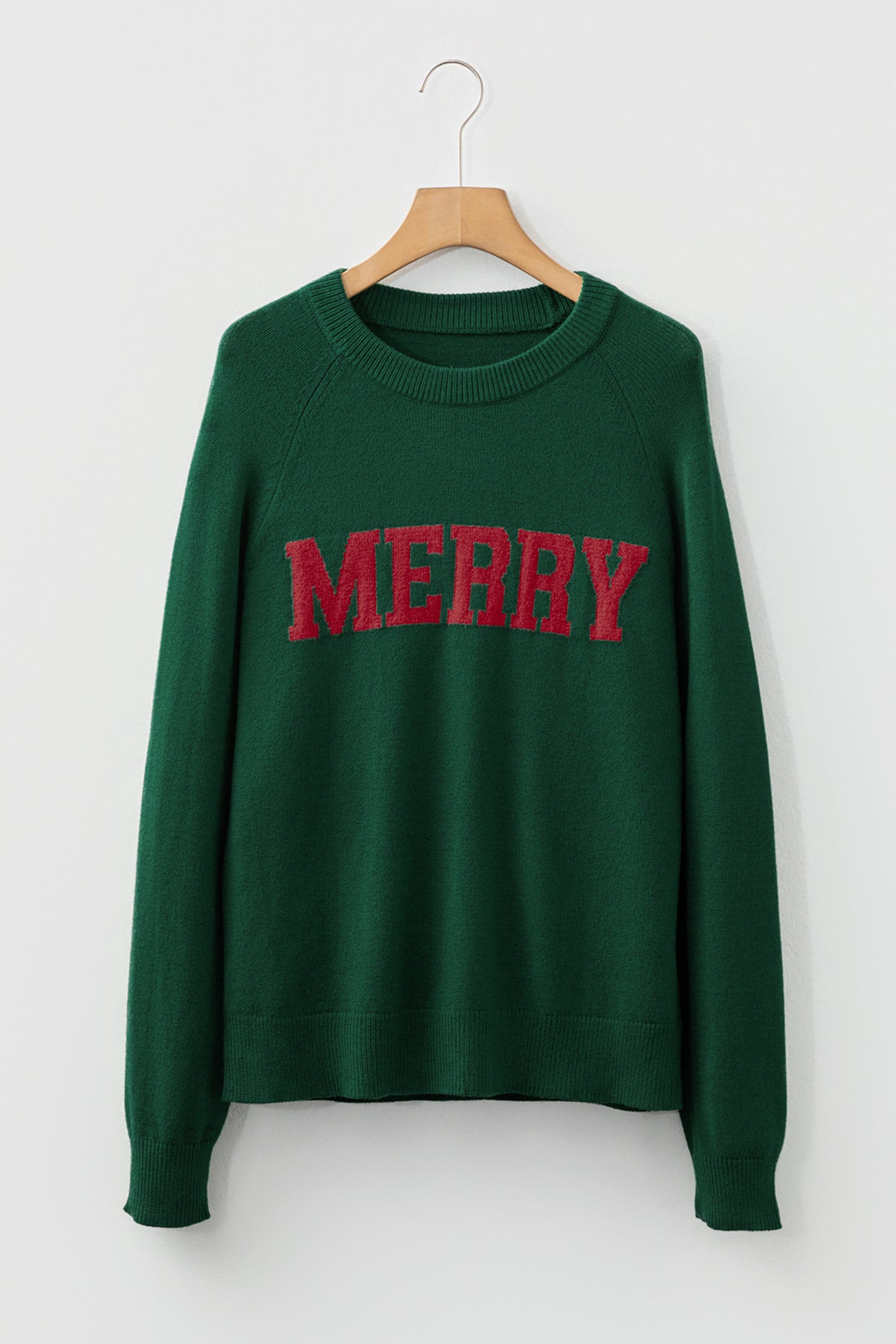 MERRY Letter Pattern Christmas Raglan Sleeve Sweater