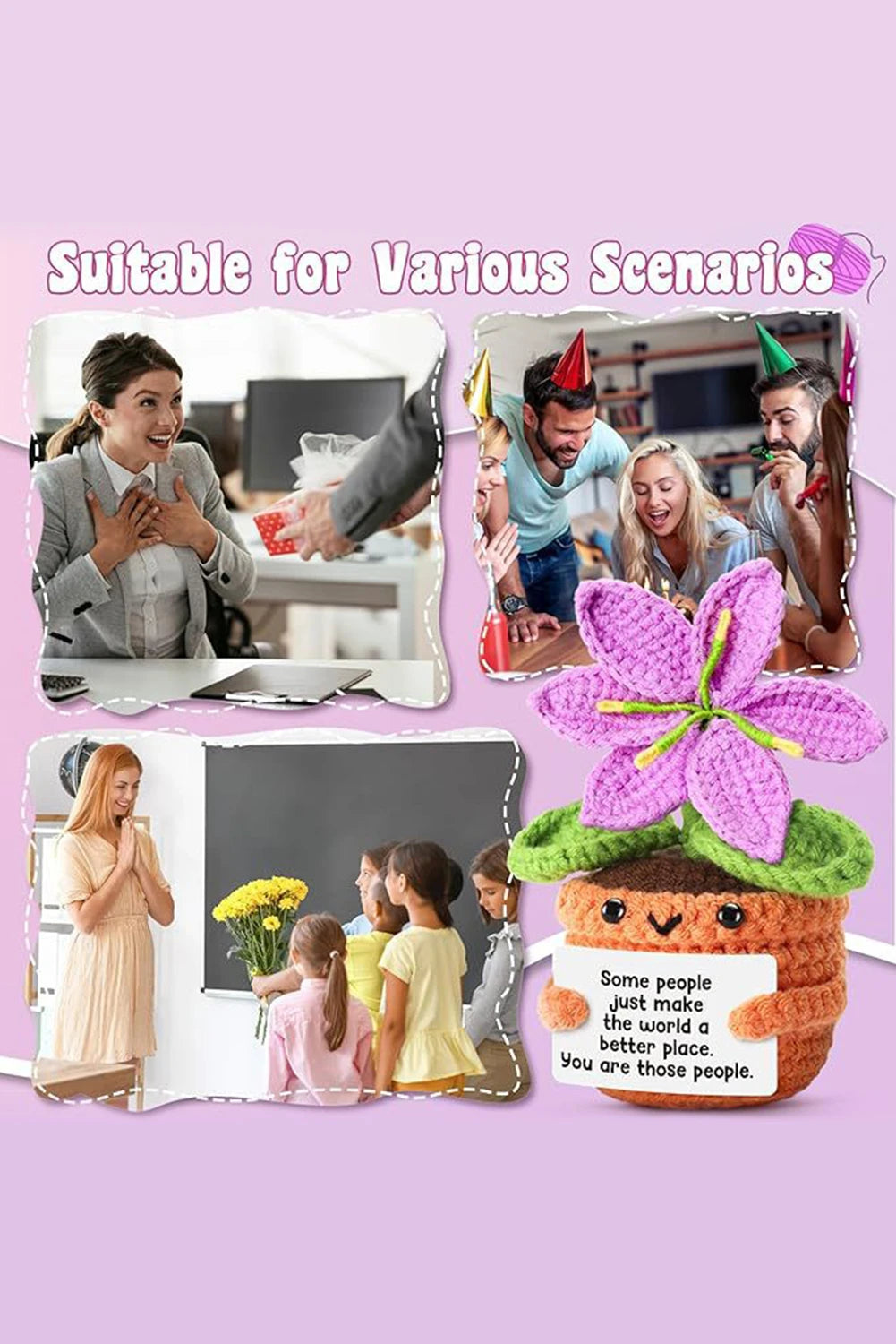 Orchid Bouquet Handmade Crochet Flower Pot Home Decoration