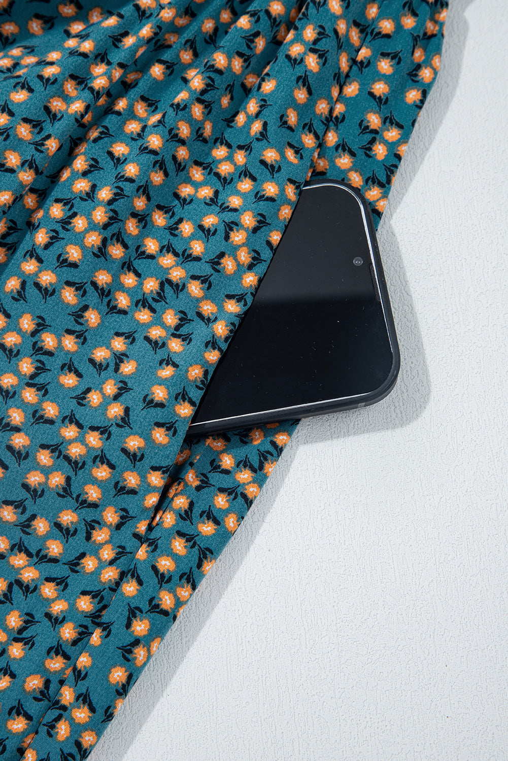 Green Floral Print Smocked High Waist Square Neck Jumpsuit