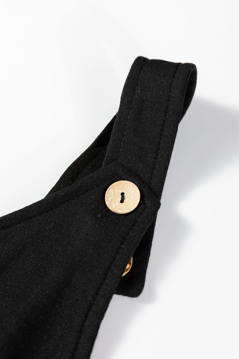 Black Solid Color Raw Seam Big Flower Patched Loose Overall Jumpsuit