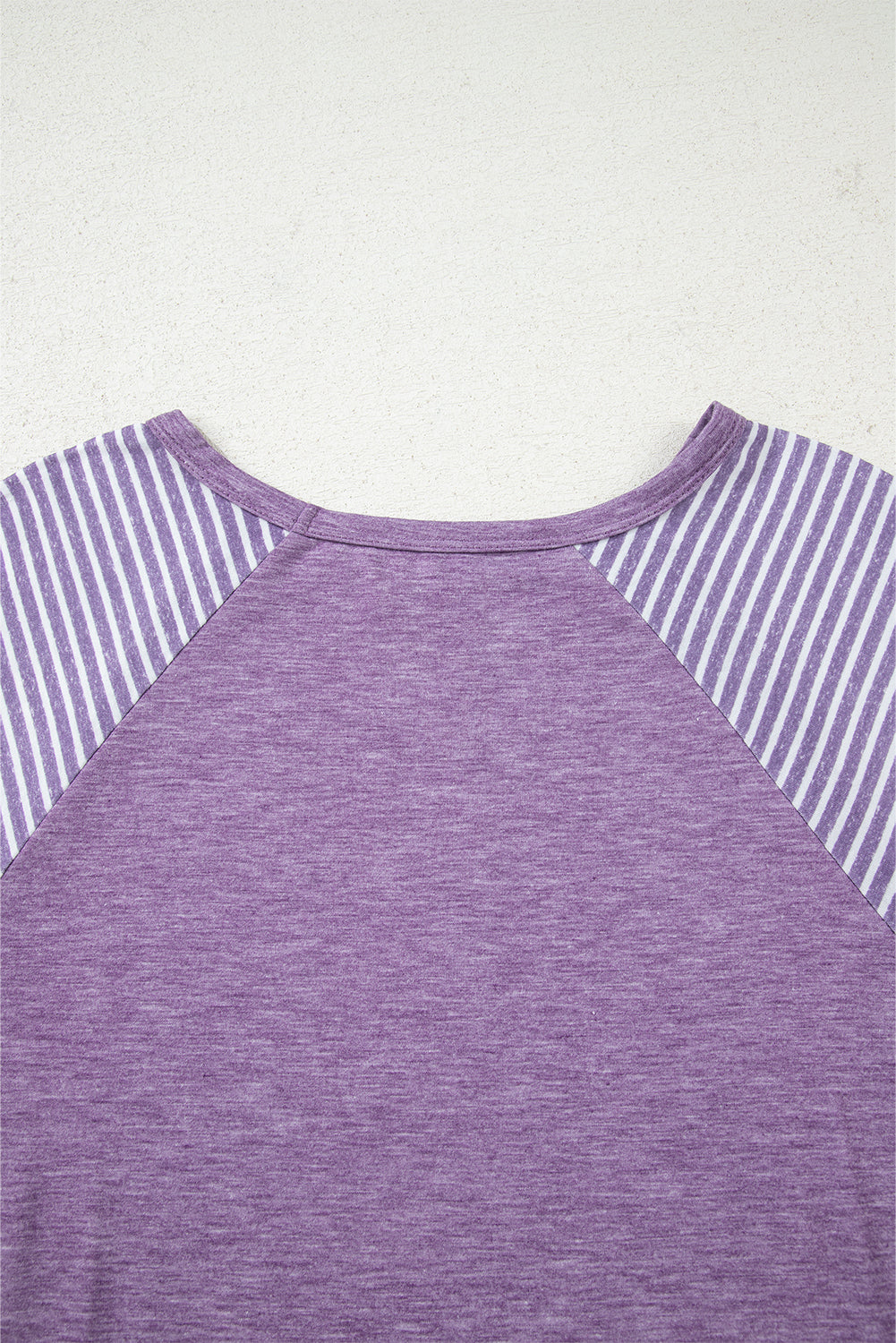 Tillandsia Purple Contrast Print Striped Raglan Long Sleeve Loose Top