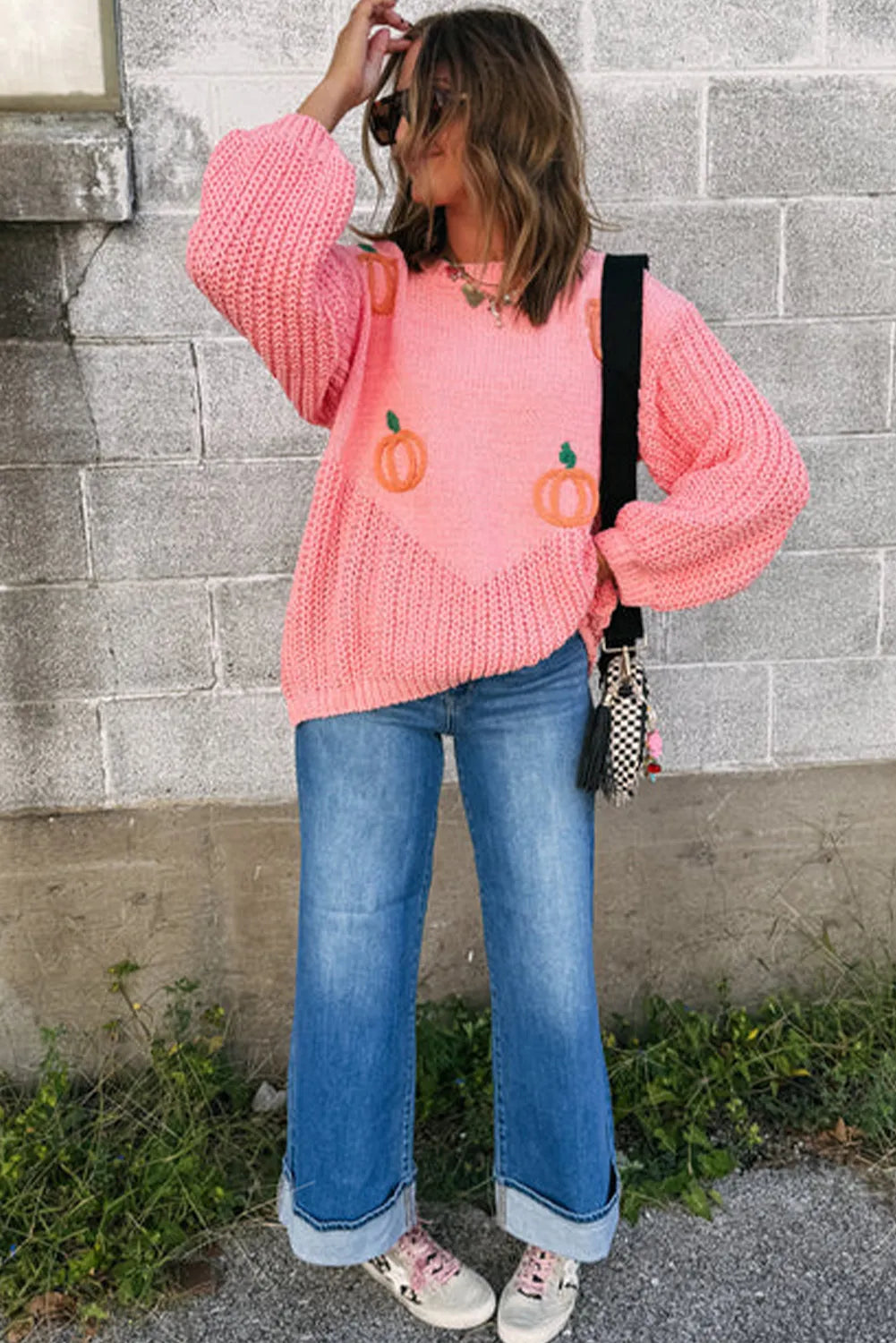 Blossom Pumpkin Embroidered Thanksgiving Sweater