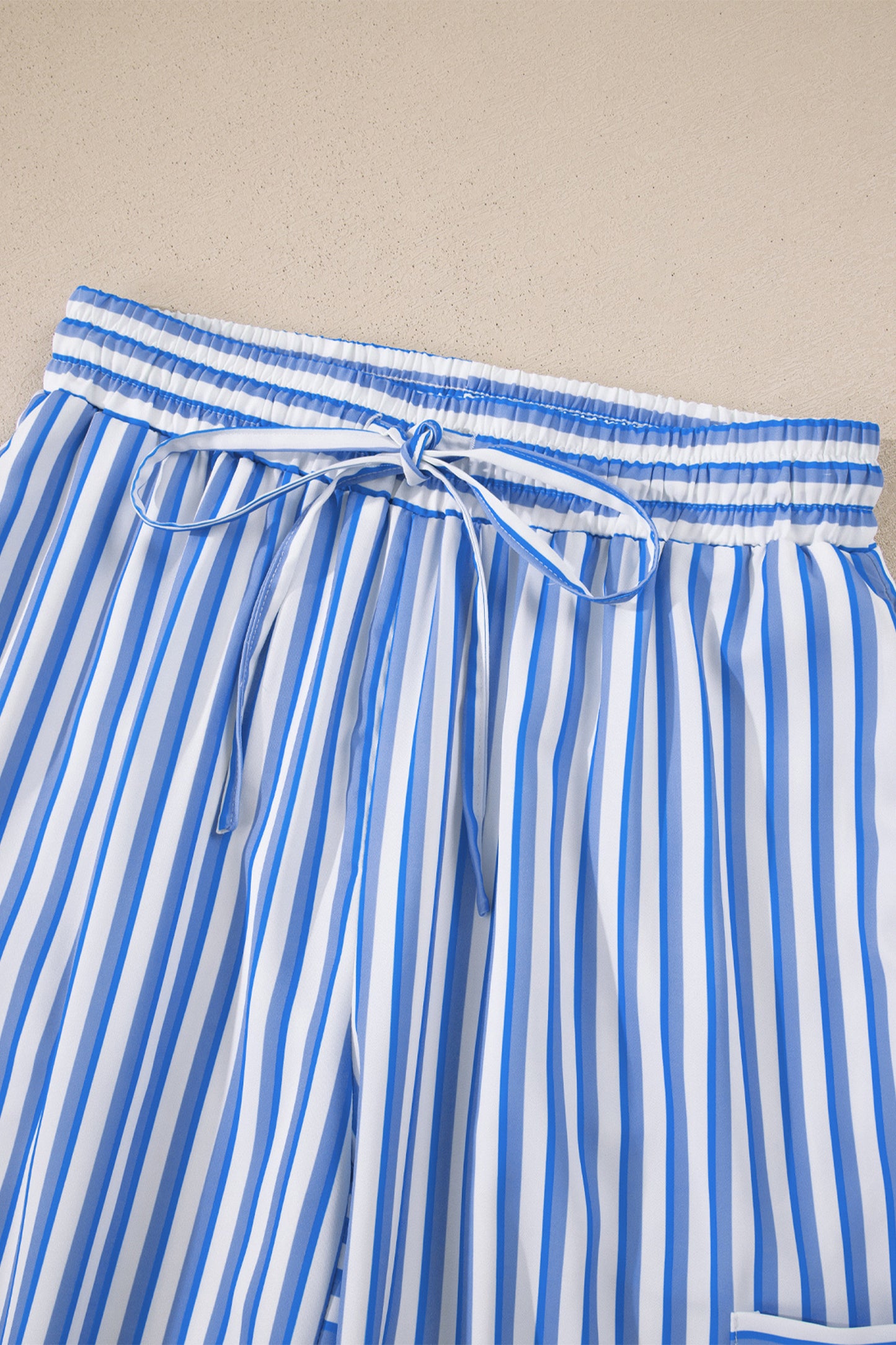 Striped Polyester Wide Leg Pants Casual Resort Trousers