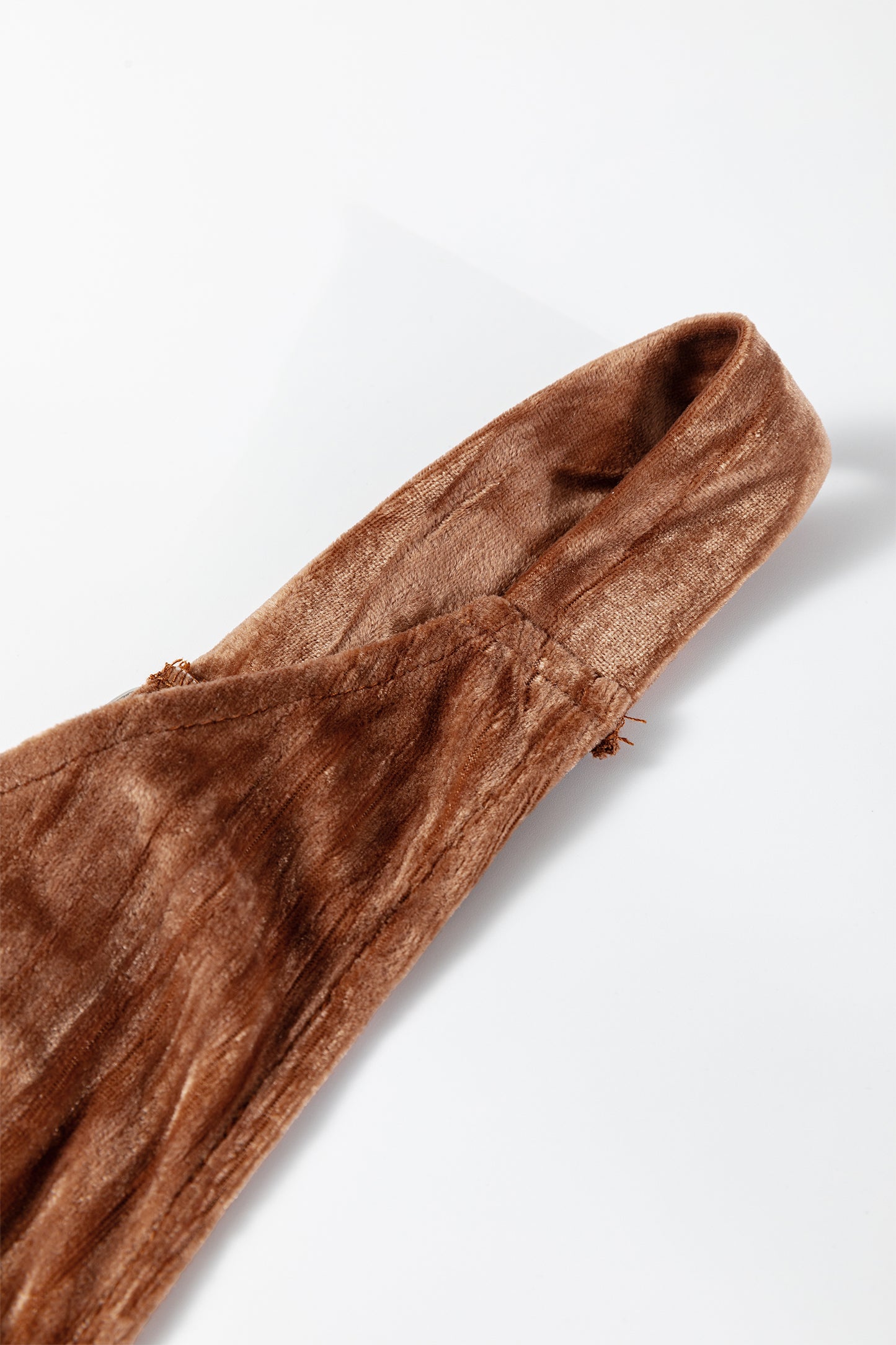 Chicory Coffee Velvet Adjustable Straps Patched Pocket Sleeveless Jumpsuit