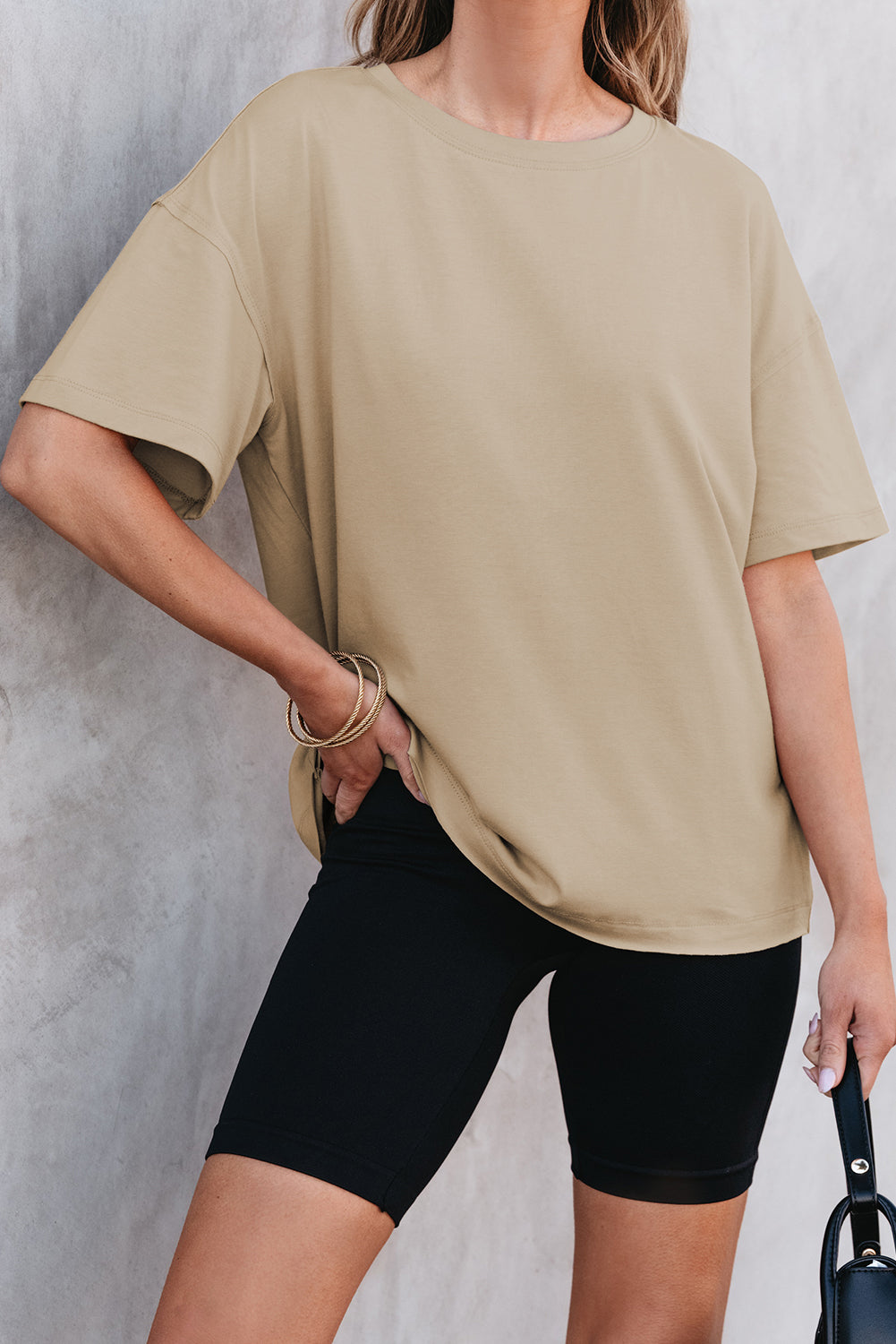 Black Raw Seam Patchwork Drop Shoulder Oversize T Shirt