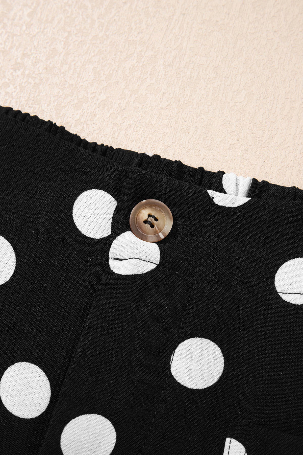 White Polka Dot Print Patched Pocket Loose Pants