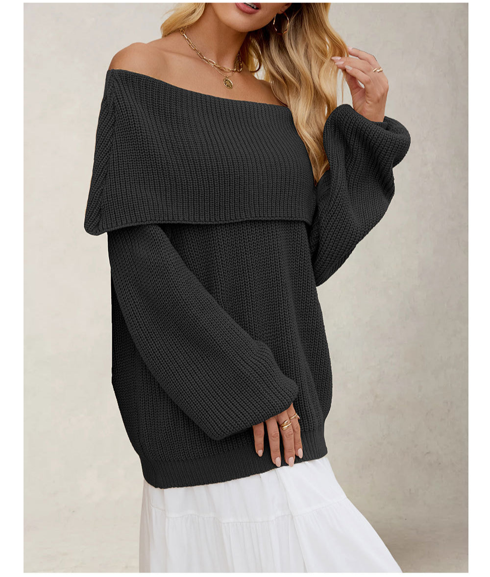Off Shoulder Knit Pullover Sweater | Loose Fit Fall Top