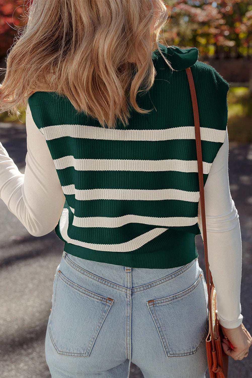 Chicory Coffee Ribbed Half Zip Collared Sweater Vest