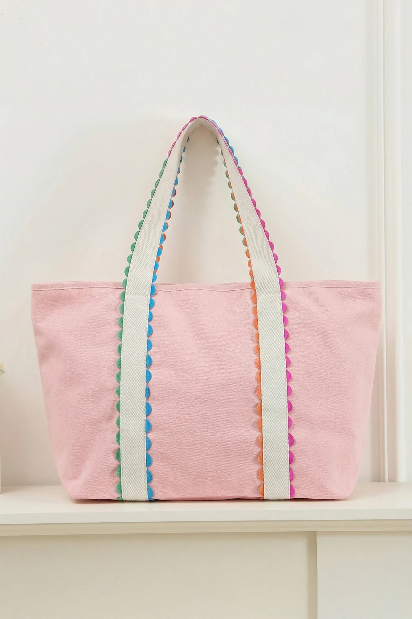 Colorful Ricrac Detail Canvas Tote Bag