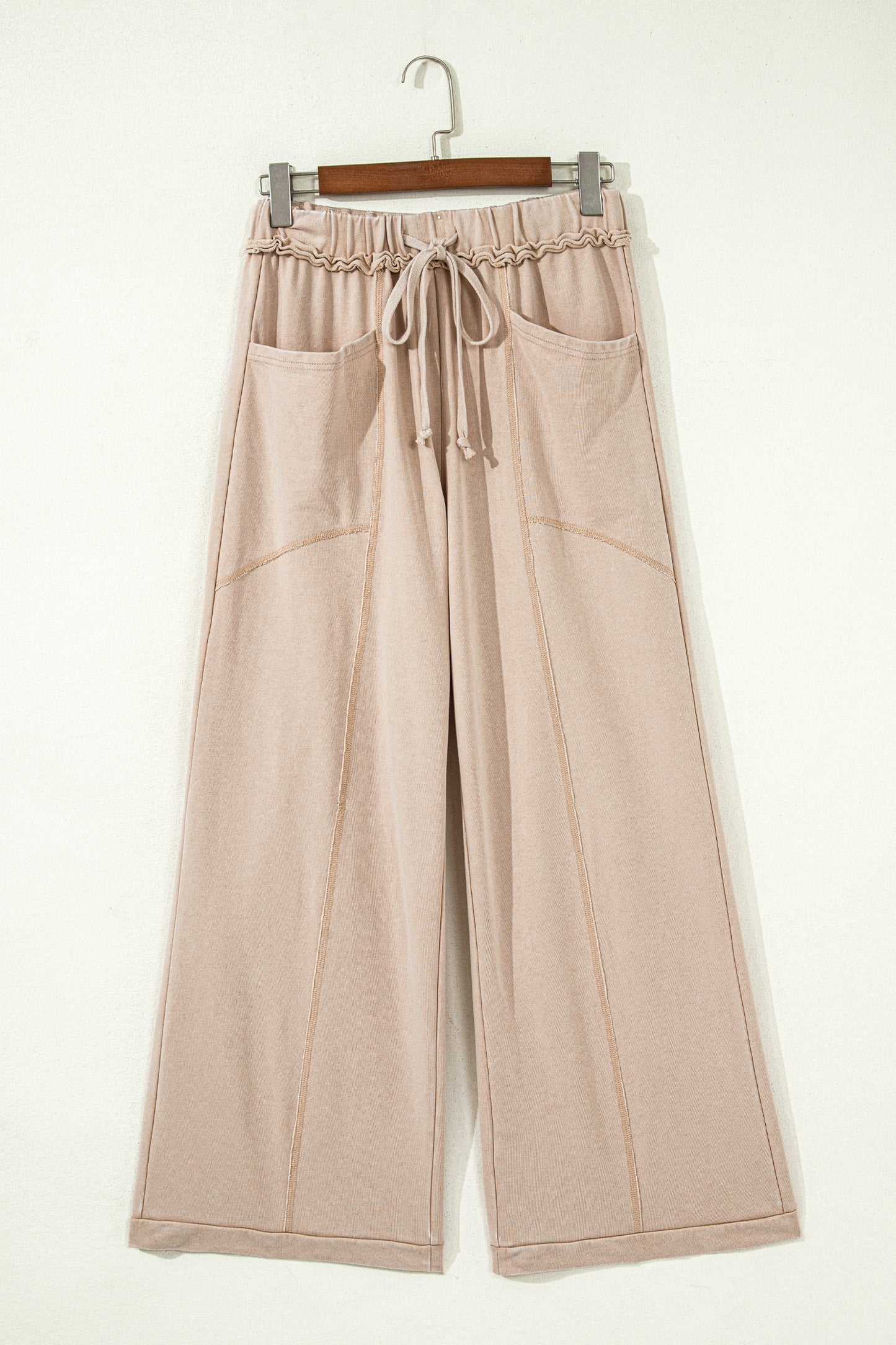 Ashleigh Blue Mineral Wash Drawstring Retro High Waist Wide Leg Western Pants