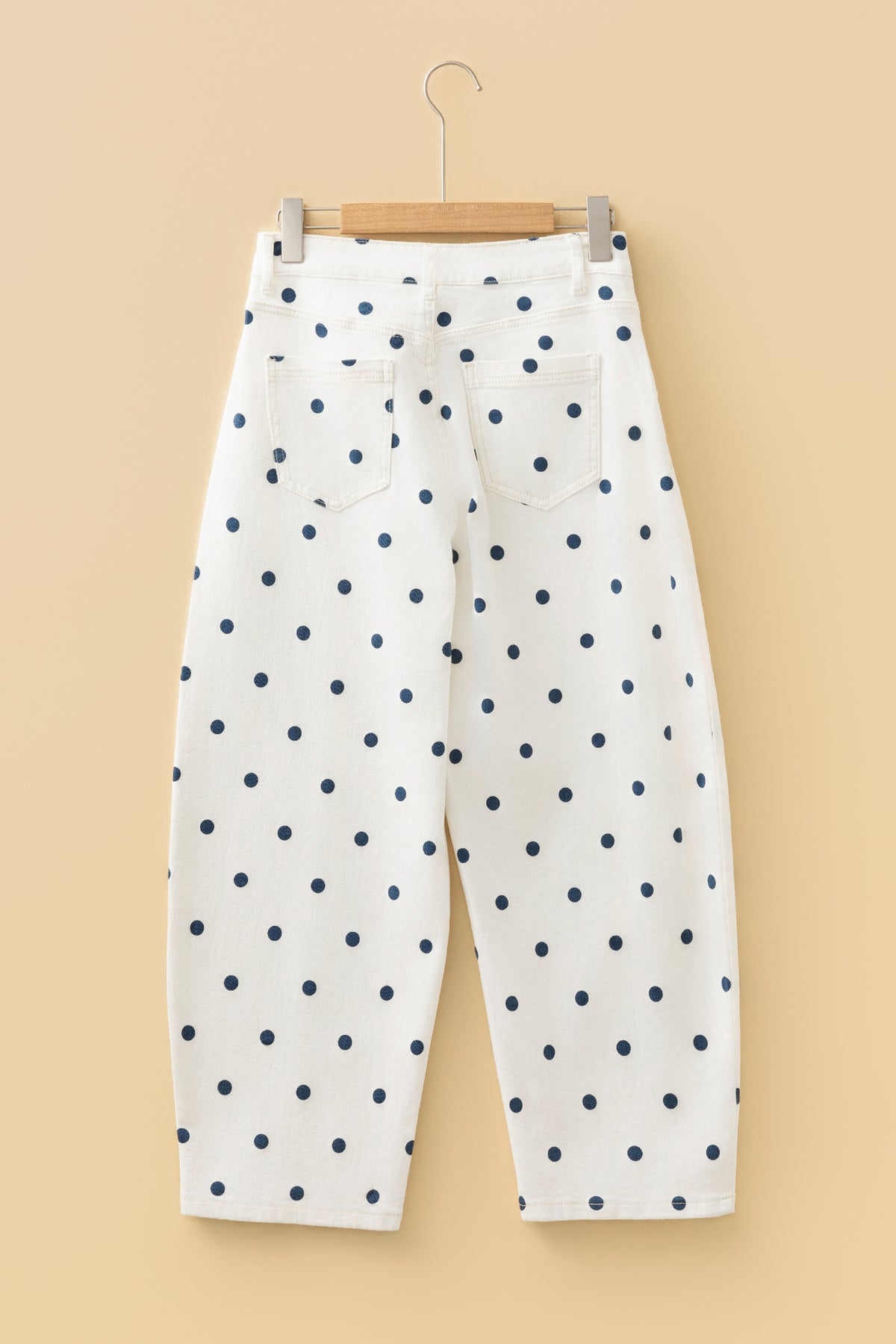 Polka Dot Cotton Jeans Casual High Waist Wide Leg