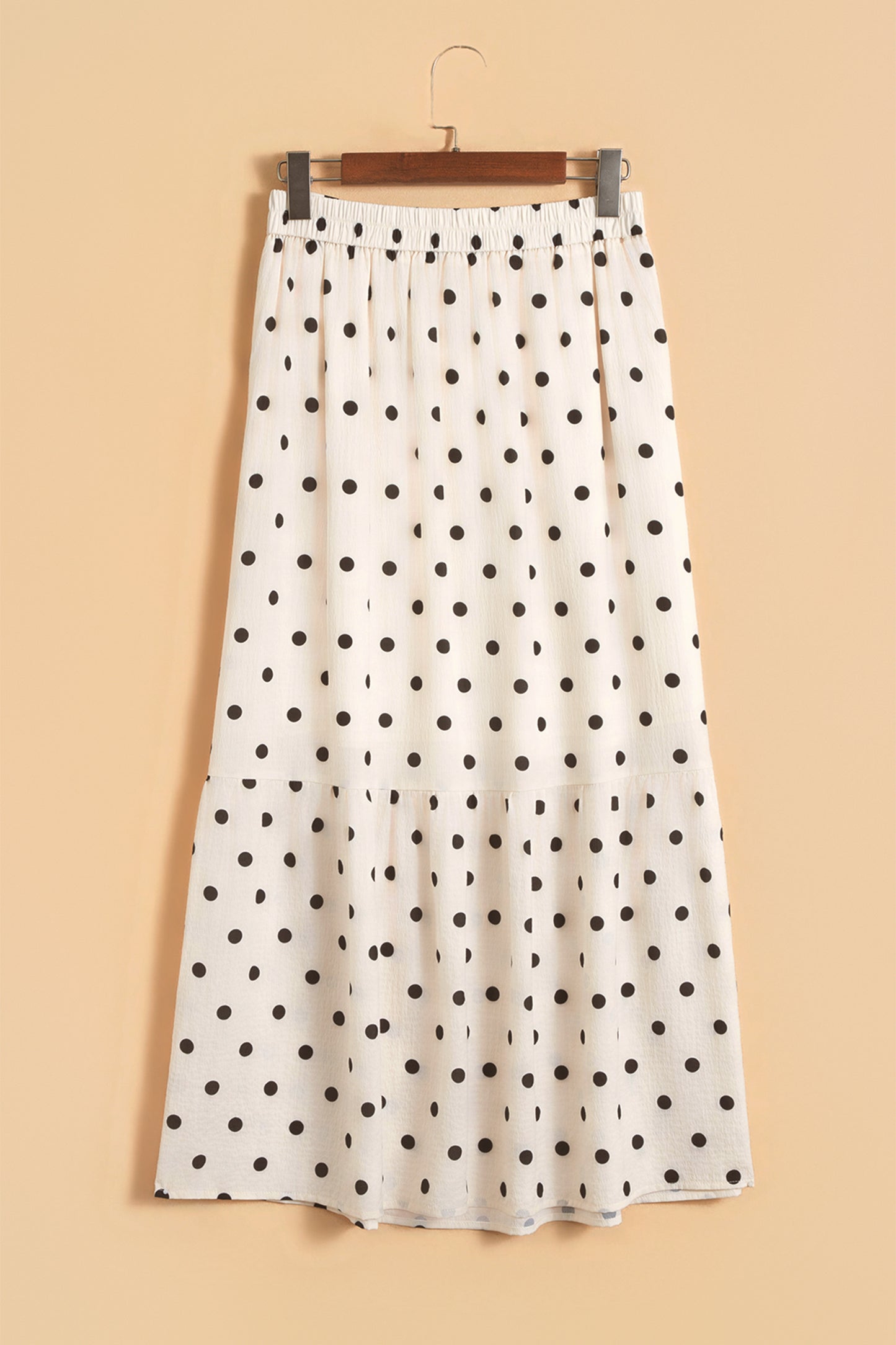 Polka Dot Maxi Skirt Side Slit Vacation Skirt