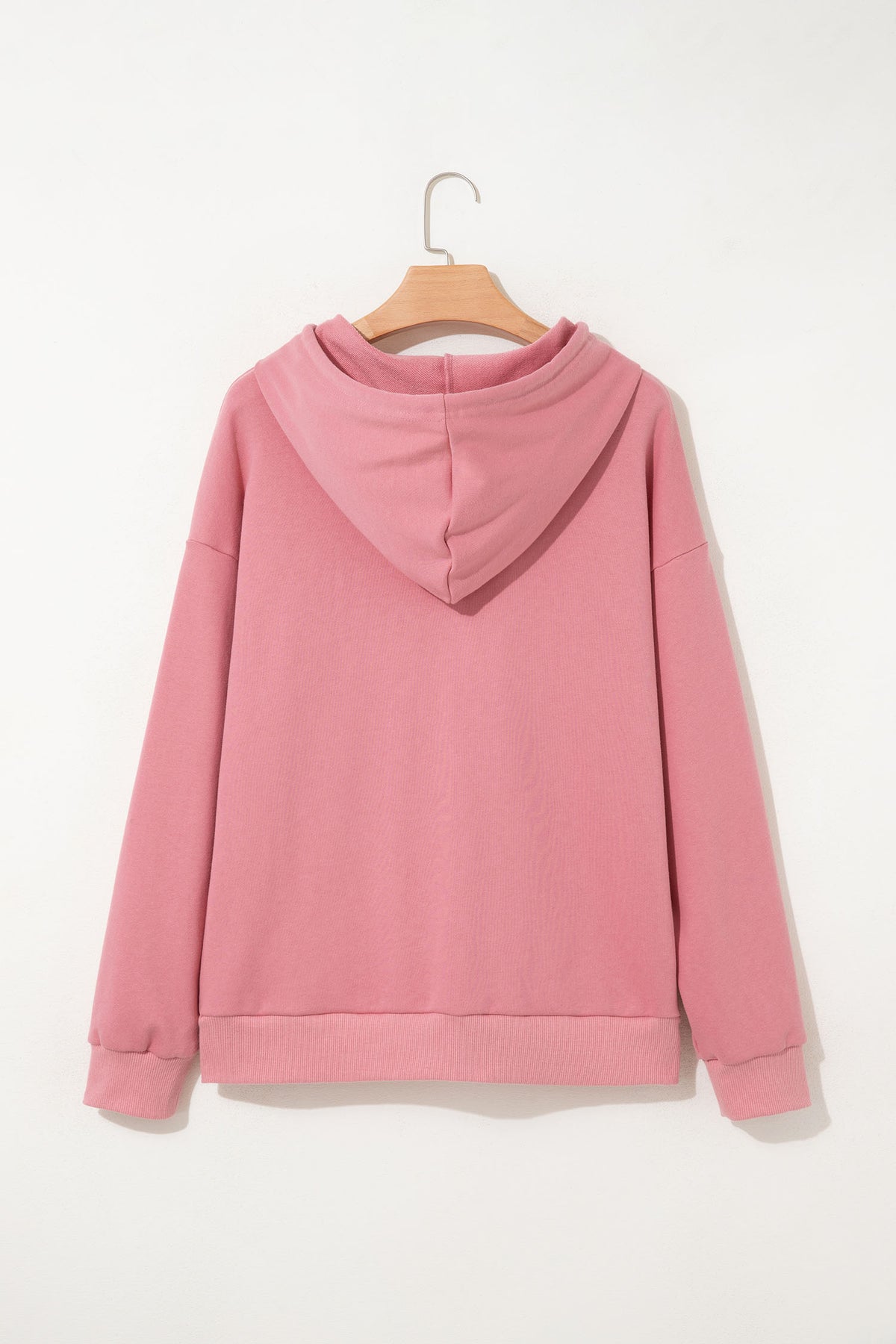 Gossamer Pink GOOD VIBES Chenille Letter Graphic Casual Hoodie