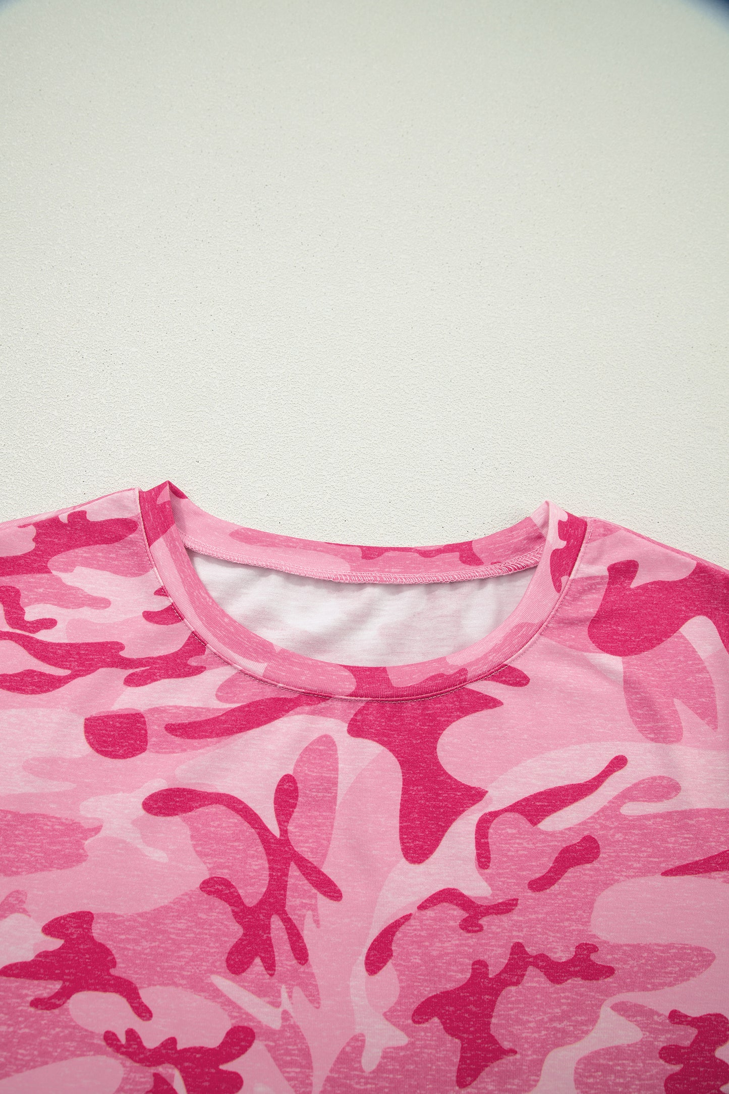 Green Camouflage Print Crew Neck T Shirt