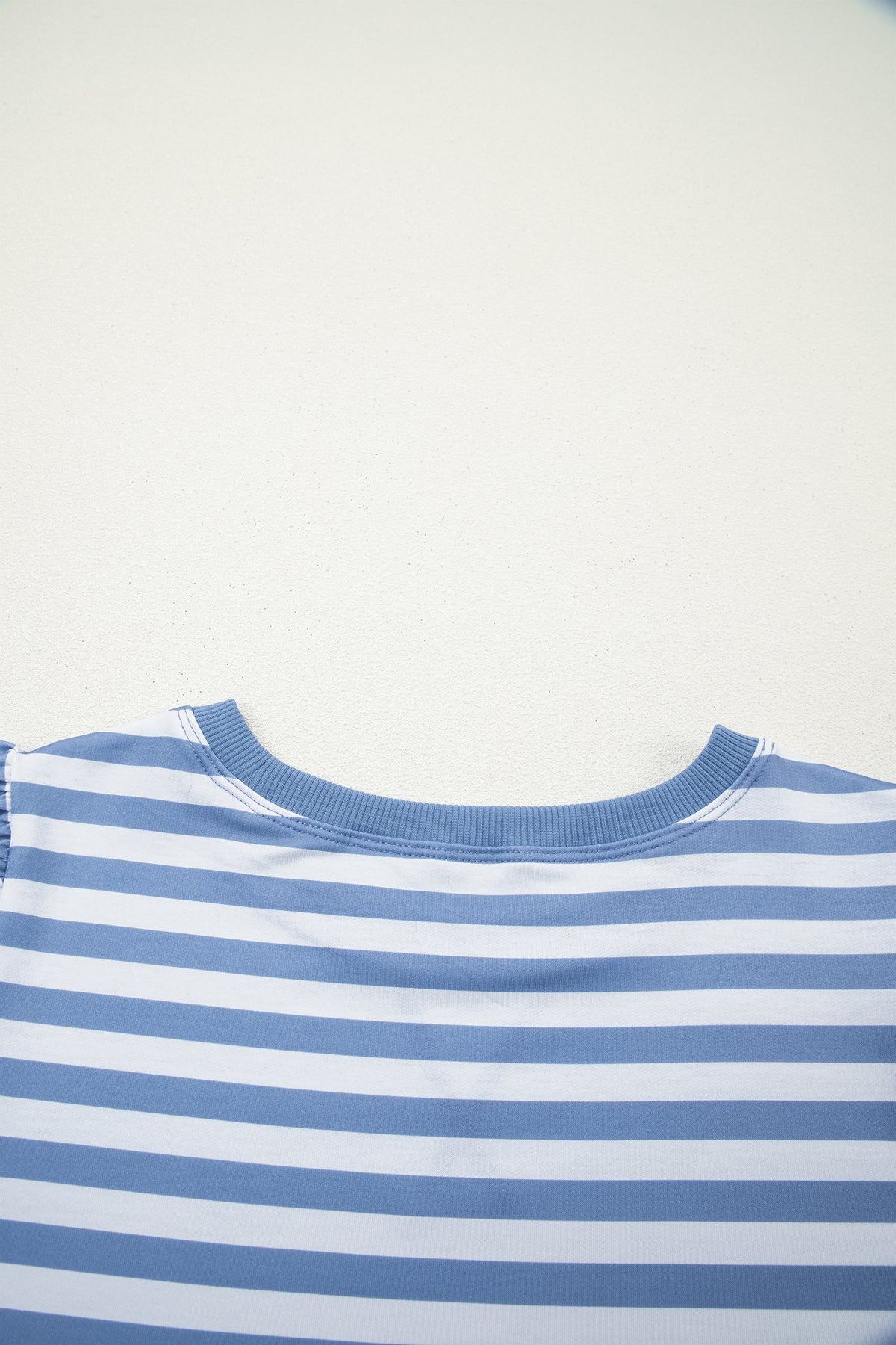 Khaki Stripe Short Bubble Sleeve T Shirt