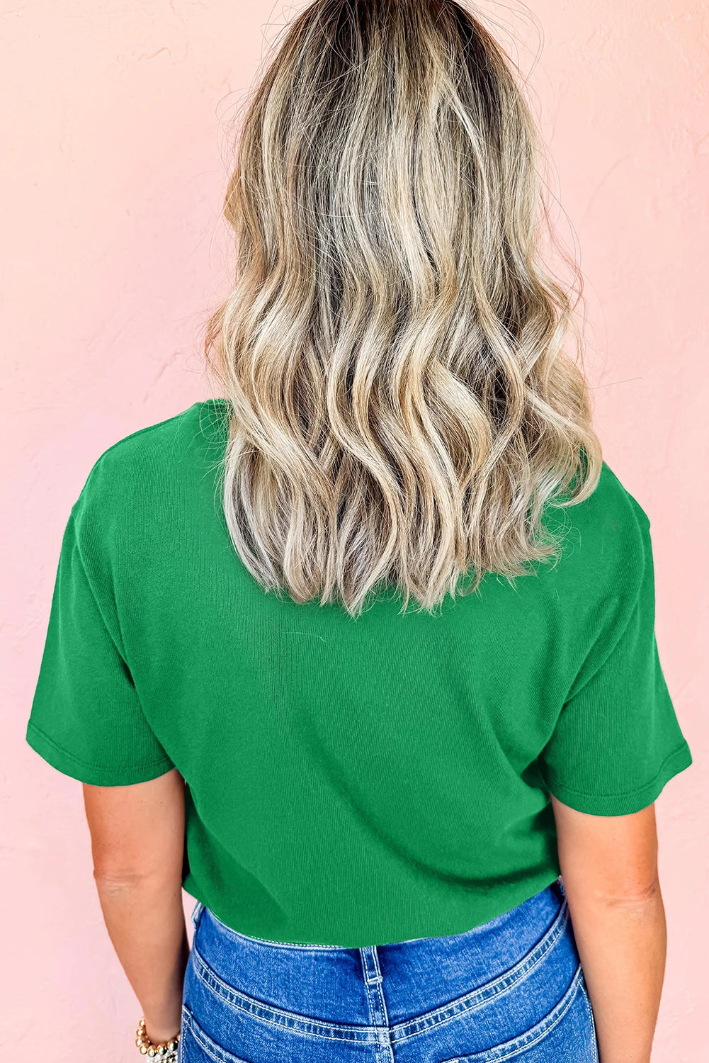 Bright Green Santa Clause Embroidered T Shirt