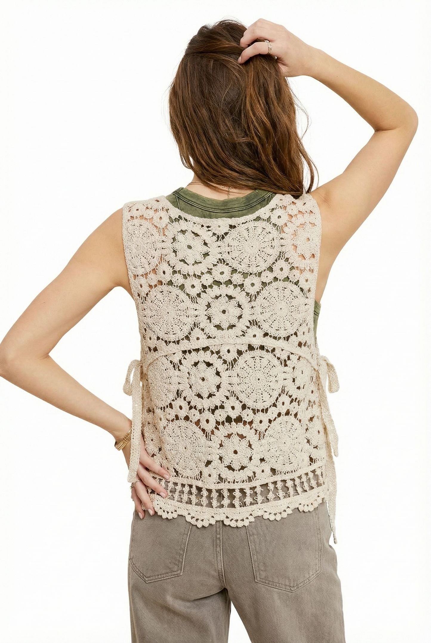Boho Crochet Lace Side Tie Sleeveless Vest Top