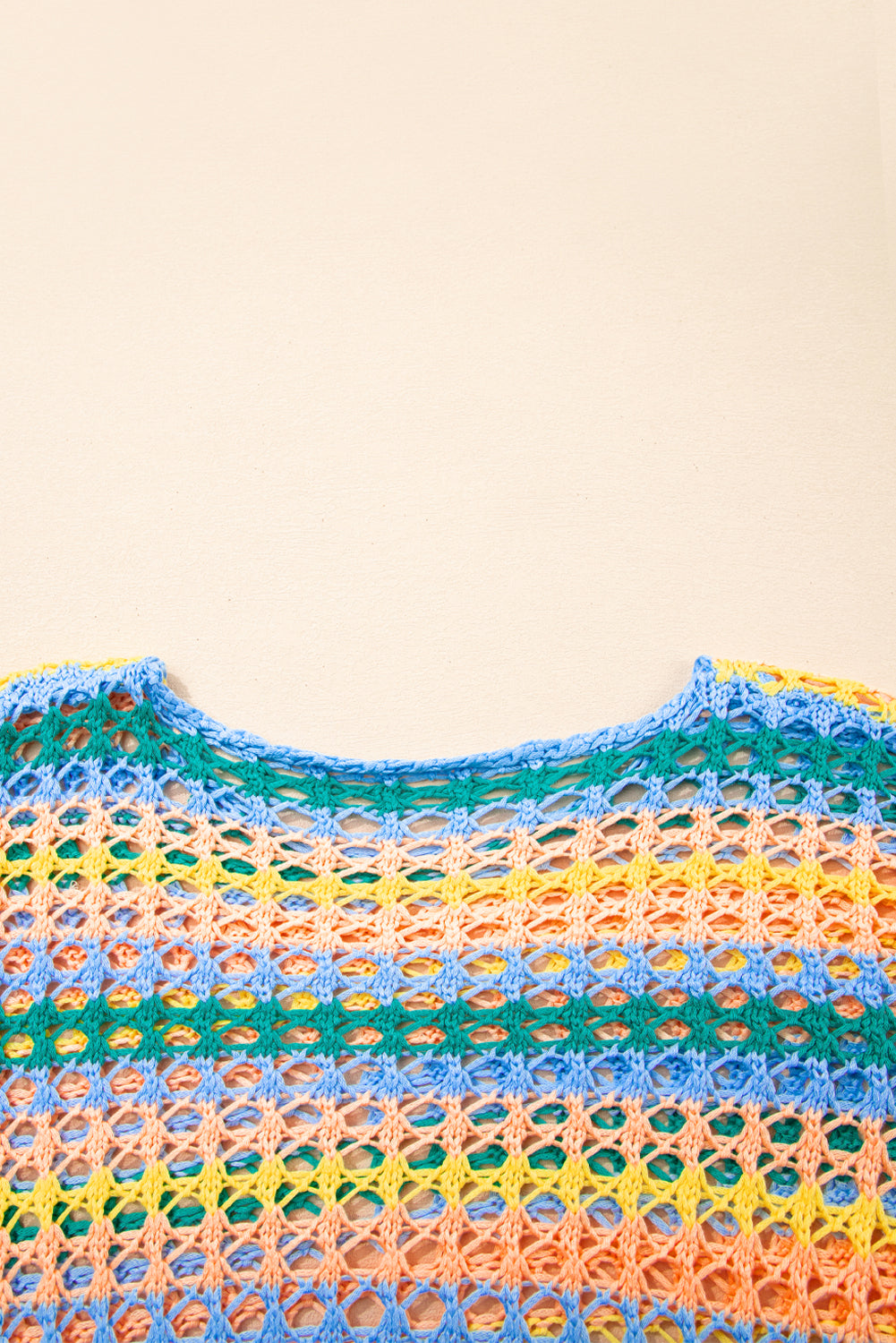 Carrot Multi Stripe Open Knit Sweater Beach Cover Up