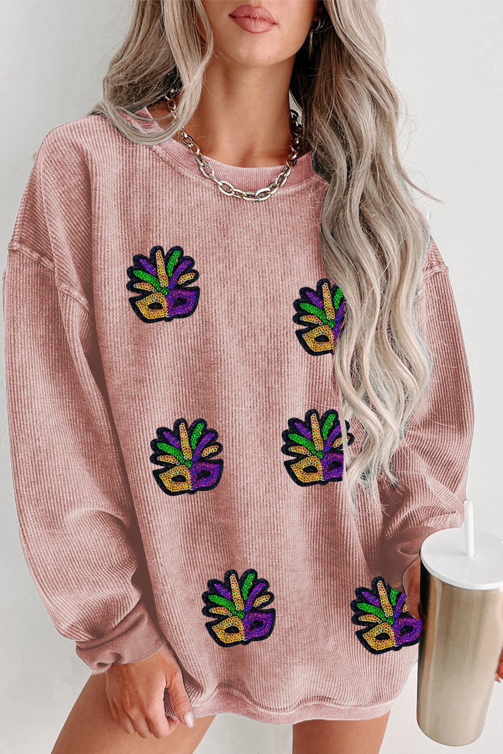 Mardi Gras Hand Pattern Oversized Sweatshirt
