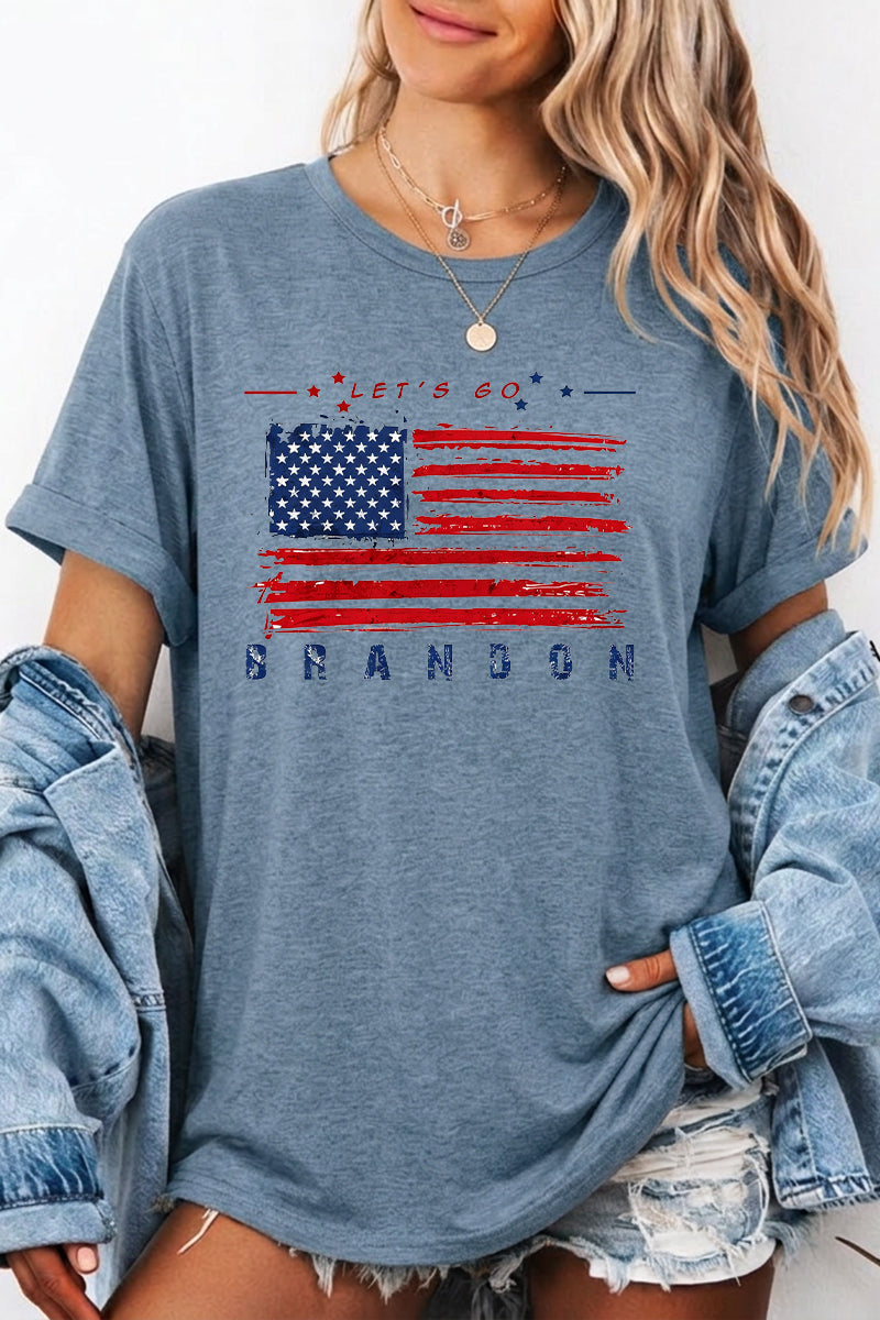 Patriotic Graphic Tee Oversized USA Flag Casual Top