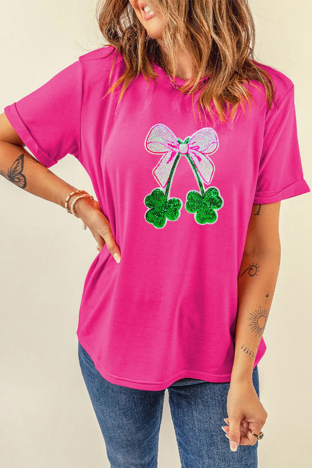Saint Patrick’s Day Bow Clover Graphic T Shirt