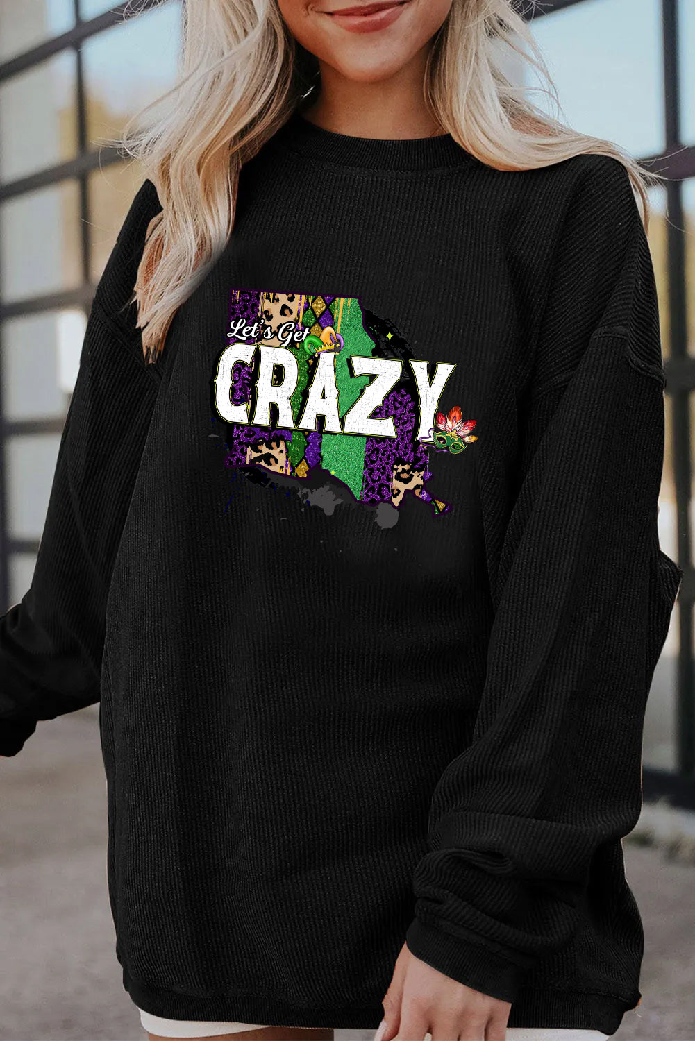 Mardi Gras Carnival Crazy Graphic Long Sleeve Tee