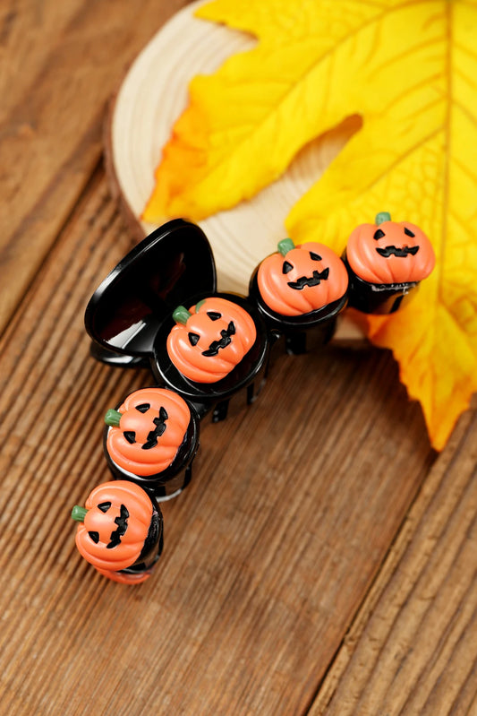 Russet Orange Halloween Pumpkin Design Acrylic Hair Claw Clip