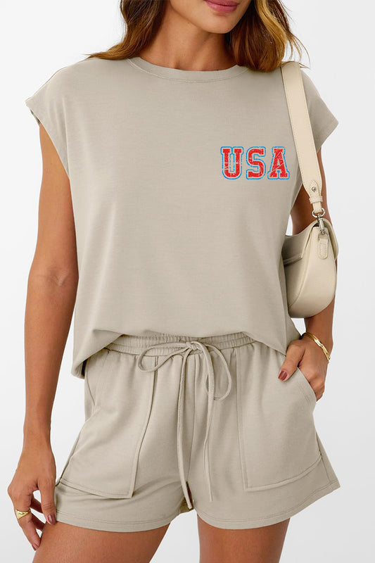 Minimal USA Graphic Two Piece Lounge Set