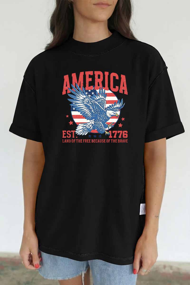 America Eagle Graphic Tee Oversized Vintage Patriotic