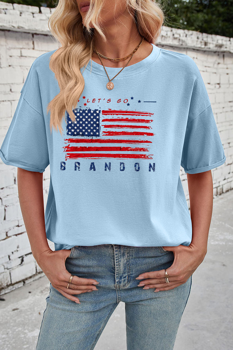 American Flag Cotton Tee Oversized Casual Patriotic