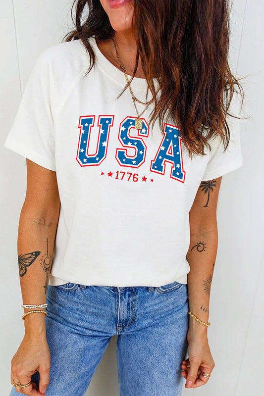 Independence Day USA Graphic Tee Casual Patriotic Top