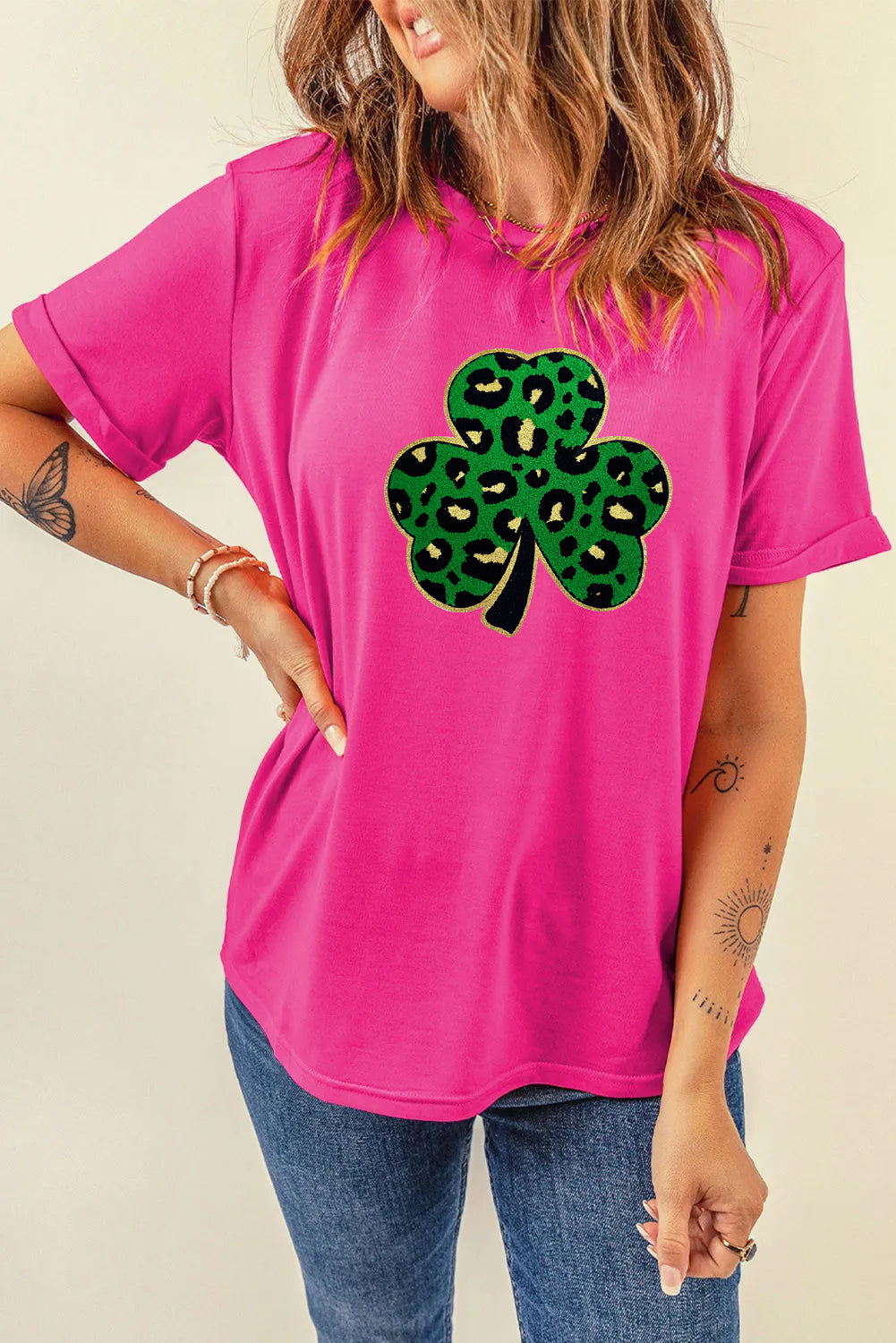 Saint Patrick’s Day Leopard Clover Graphic T Shirt