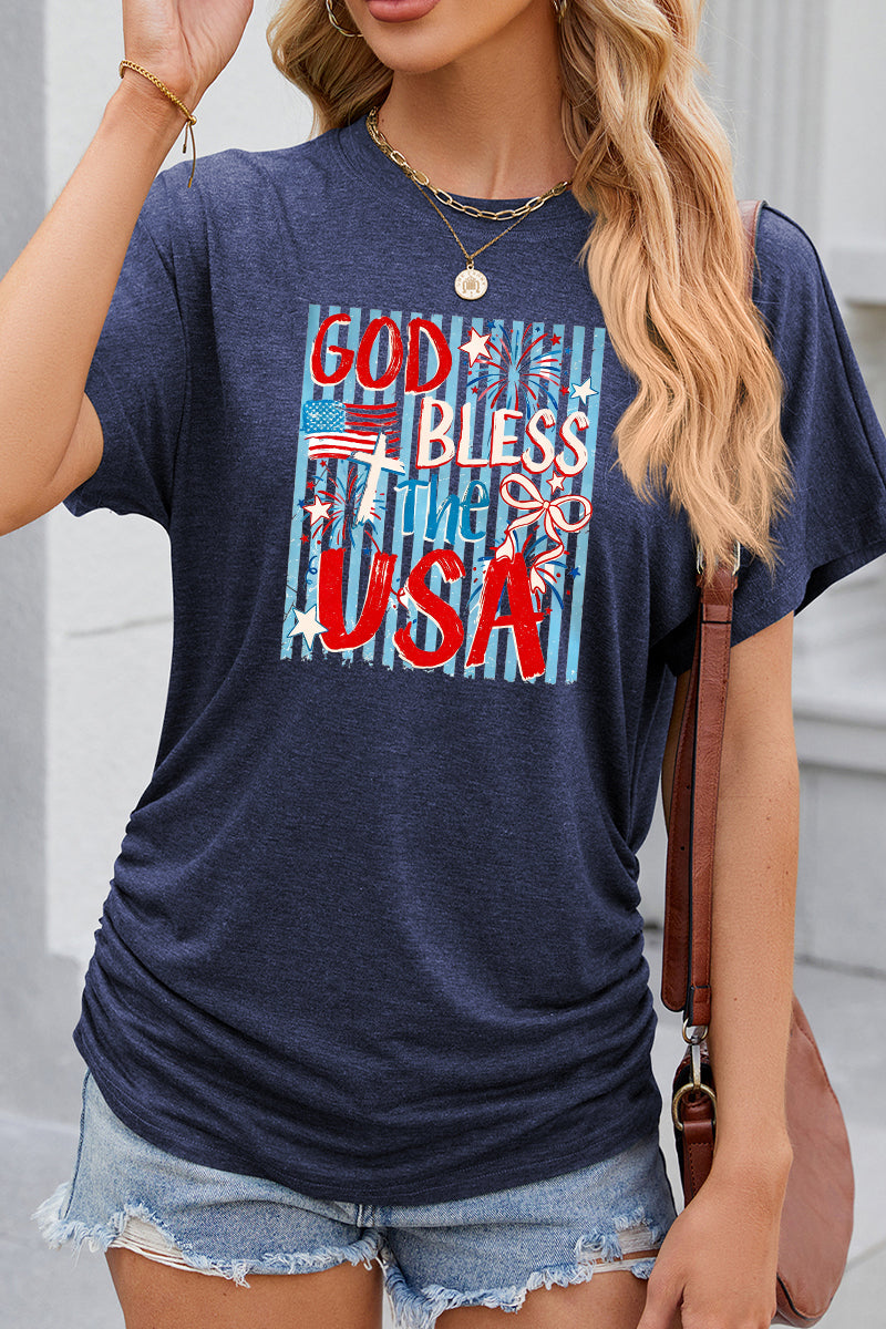 God Bless The USA Graphic Independence Day T Shirt