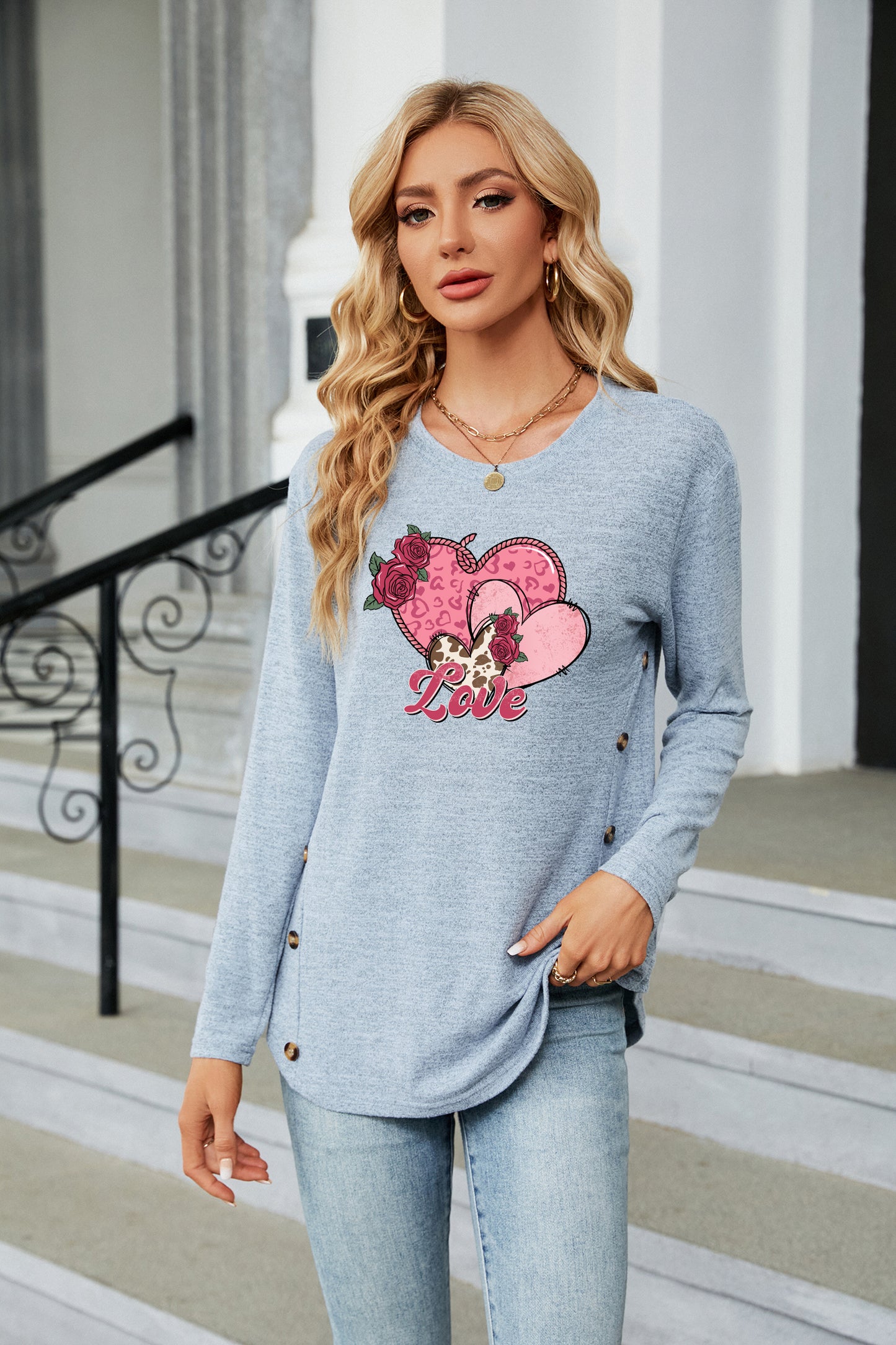 Valentine's Day Heart Love Graphic Everyday Long Sleeve