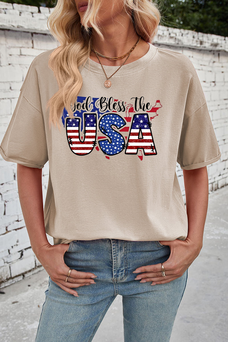 USA Flag Cotton Tee Oversized Casual Patriotic