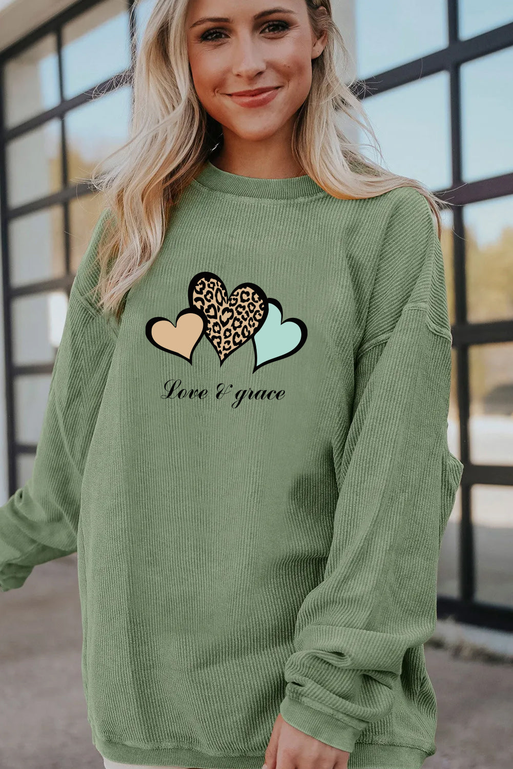 Valentine's Day Colorful Leopard Heart Pink Oversized Sweatshirt