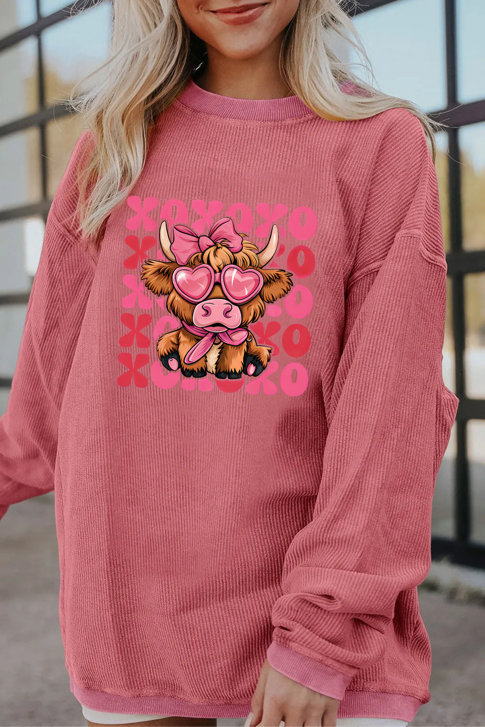 Valentine’s Day XOXO Cow Graphic Sweatshirt