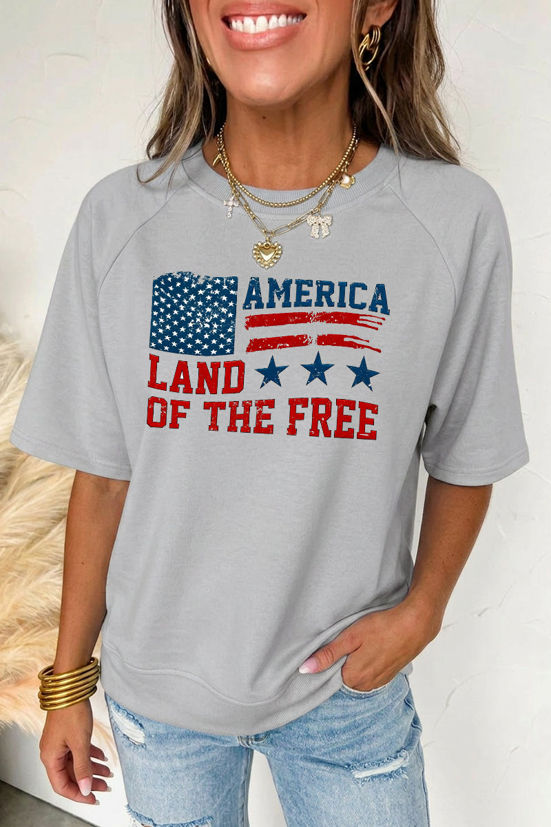 Independence Day Land of the Free Graphic Tee Top