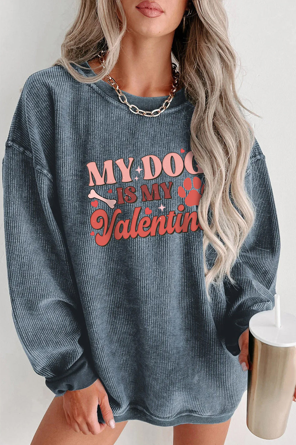 Cute Valentine’s Day Black Oversized Graphic Sweatshirt