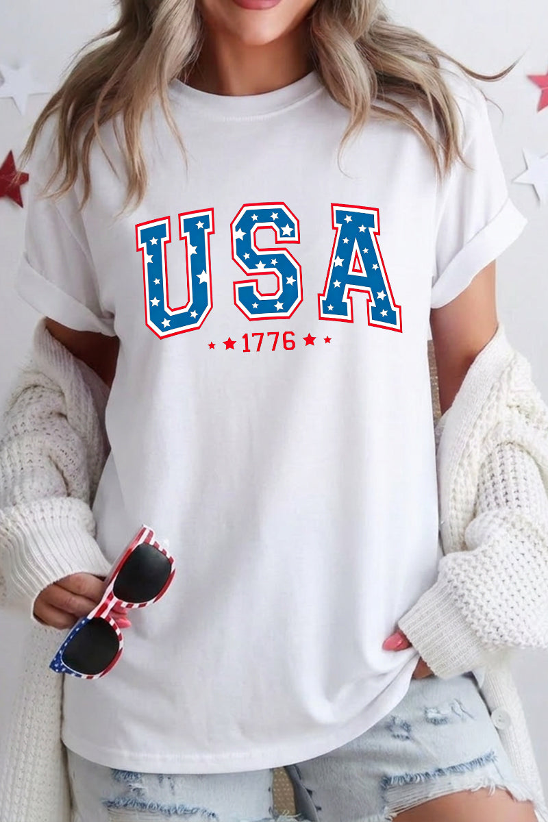 Women 4th of July USA 1776 Graphic T Shirt