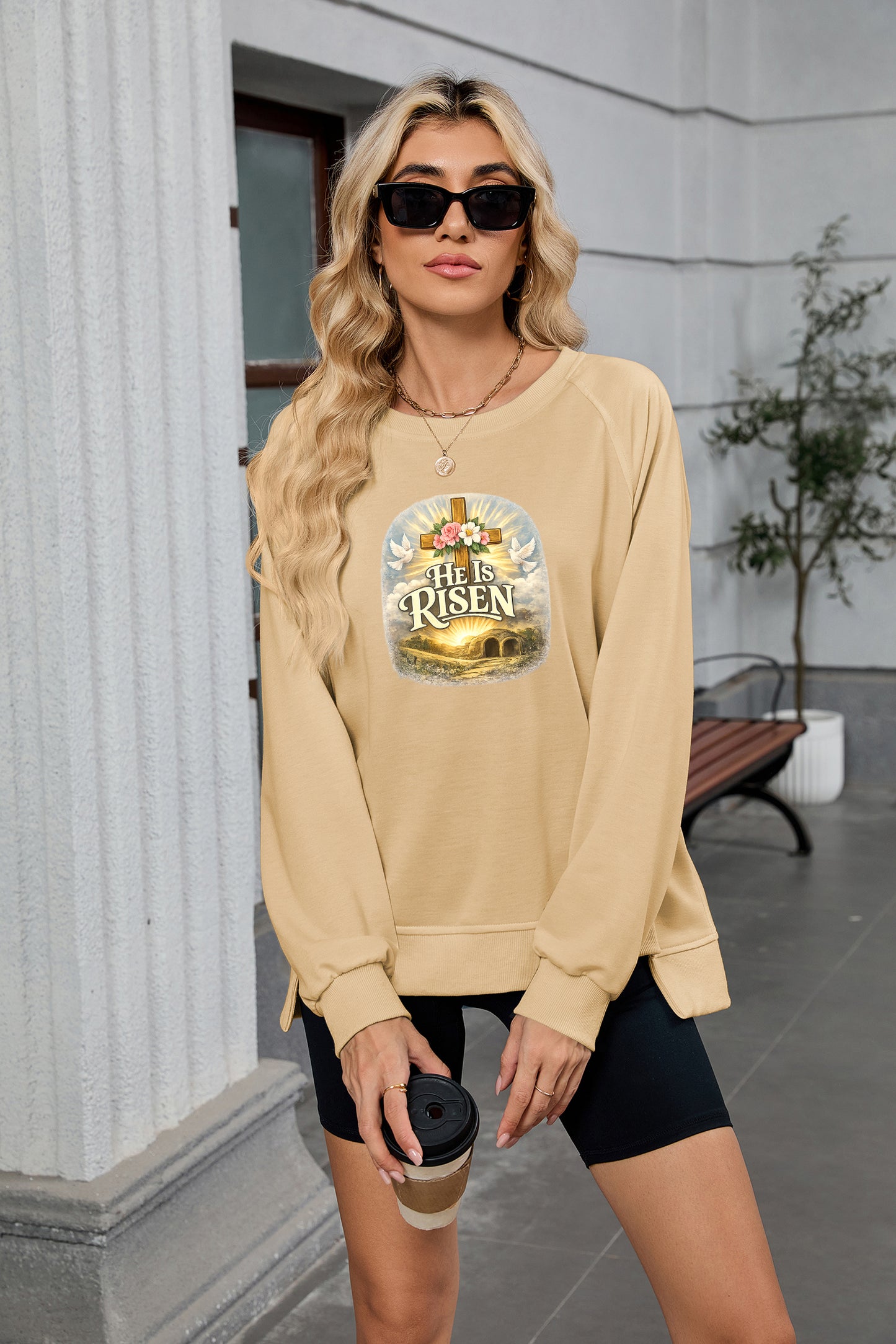 Easter He Is Risen Graphic Sweatshirt