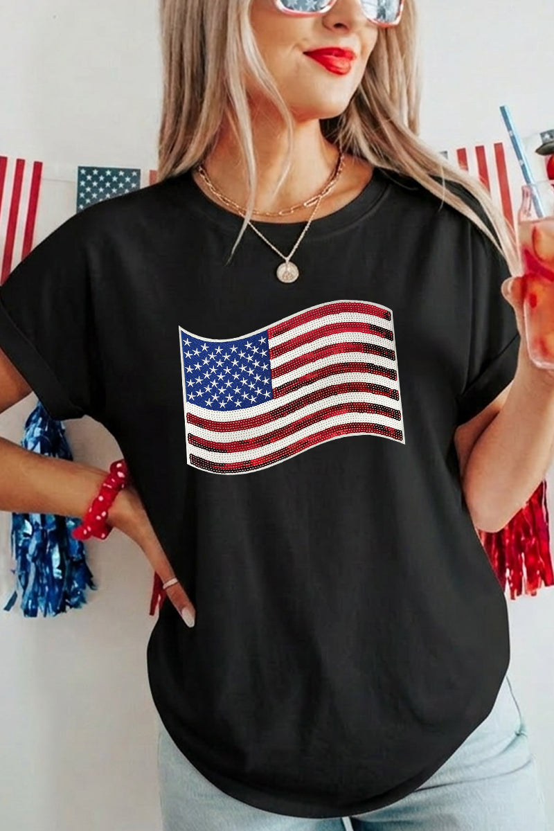 Women 4th of July American Flag T Shirt