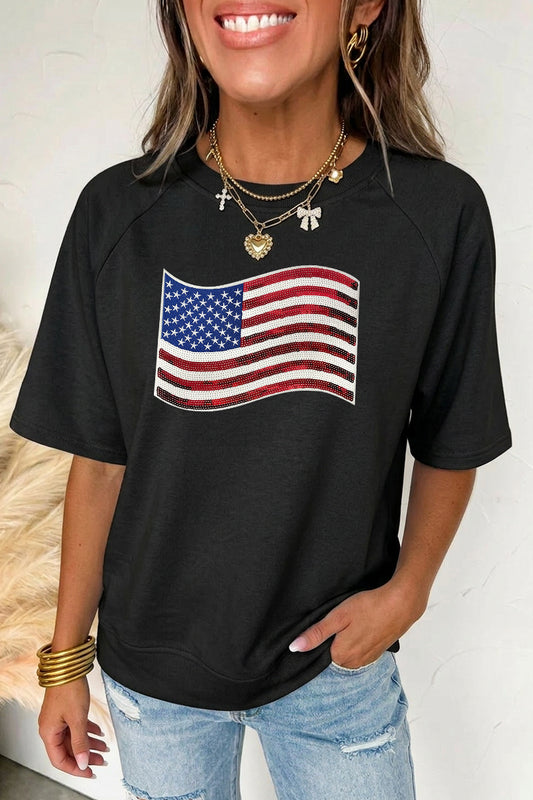 Independence Day USA Flag Graphic Tee Casual Top