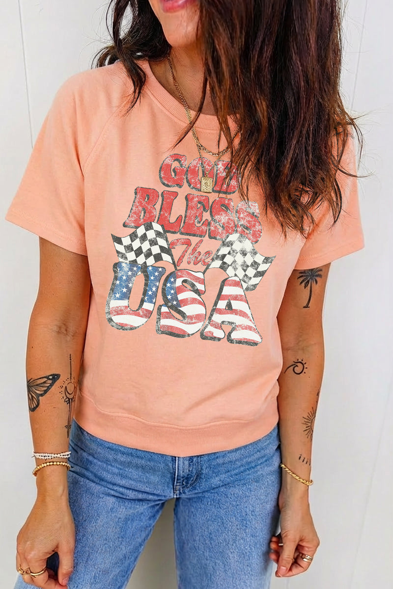 Independence Day America Graphic Tee Casual Patriotic Top