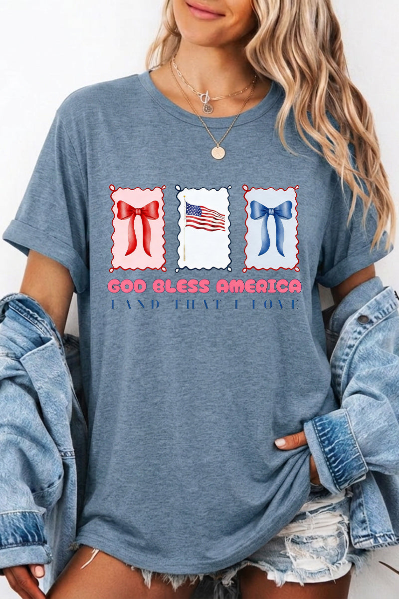 Independence Day USA Flag Graphic T Shirt Women