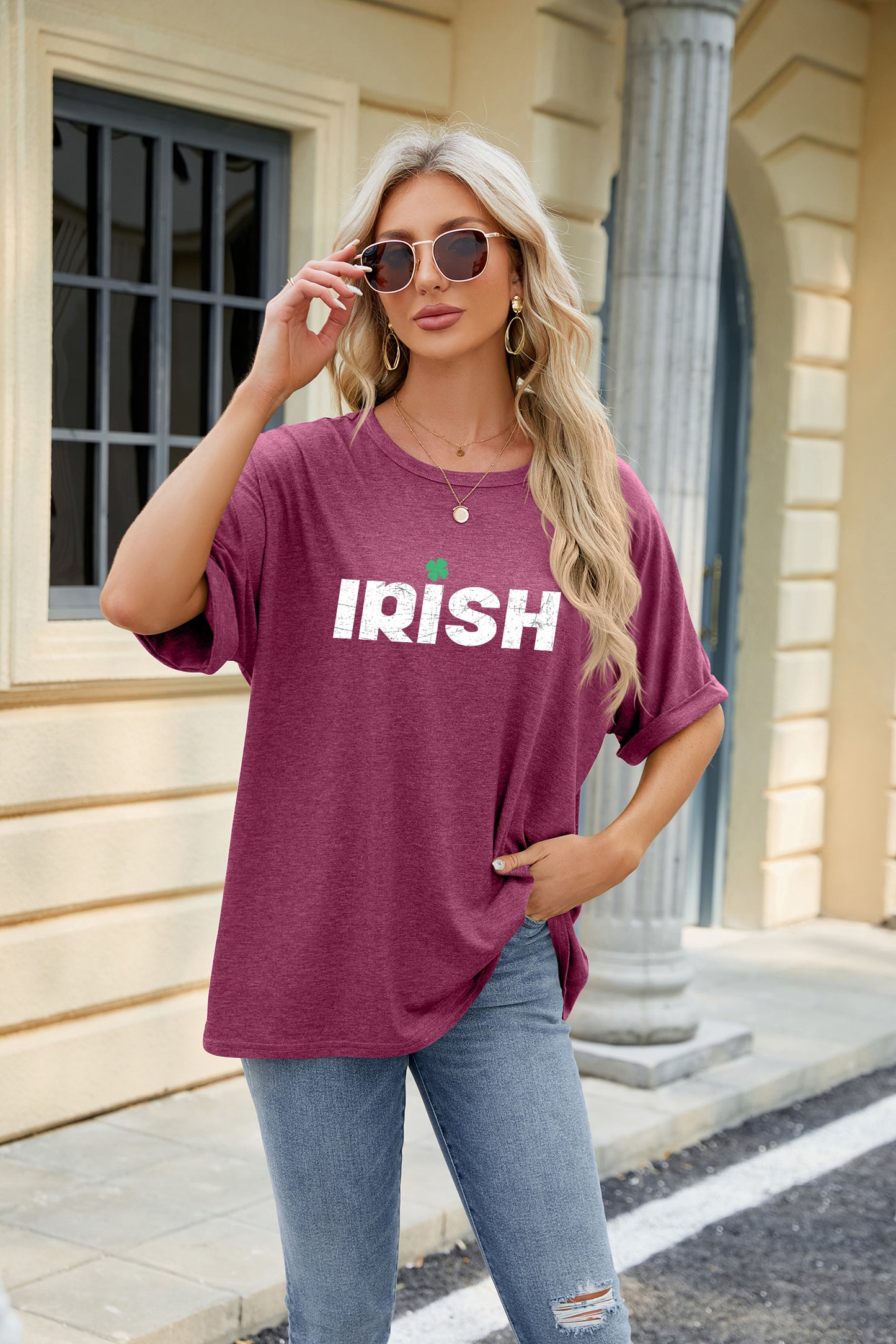 Saint Patrick’s Day IRISH Letter Print Oversized Tee