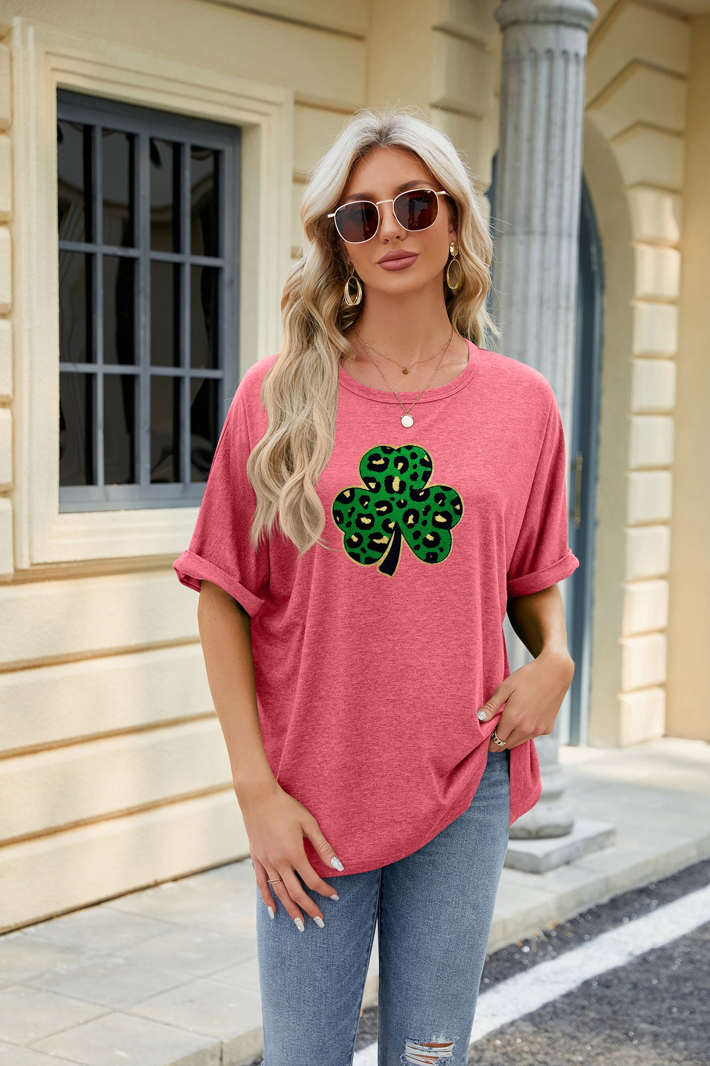 St Patricks Day Sequin Shamrock Graphic T-Shirt