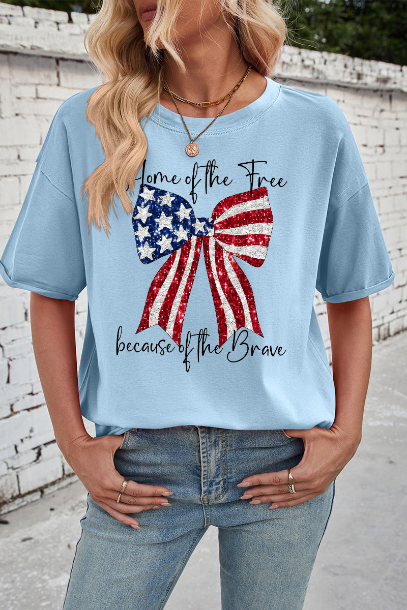 Patriotic Cotton Graphic Tee Oversized Fourth of July Top