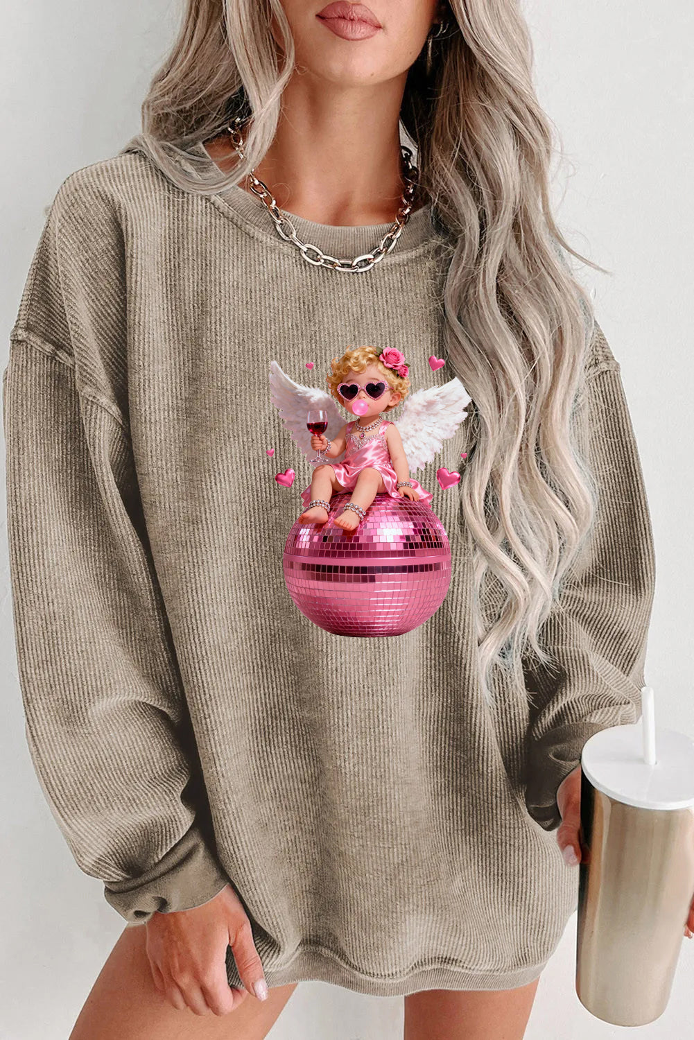 Valentine's Day Cupid Angel Heart Graphic Sweatshirt