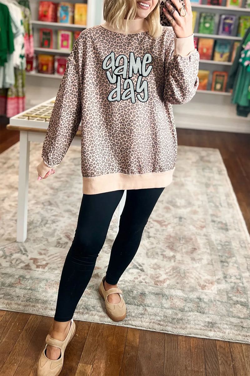 Leopard Game Day Blend Sweatshirt Trendy Graphic Oversized Pullover